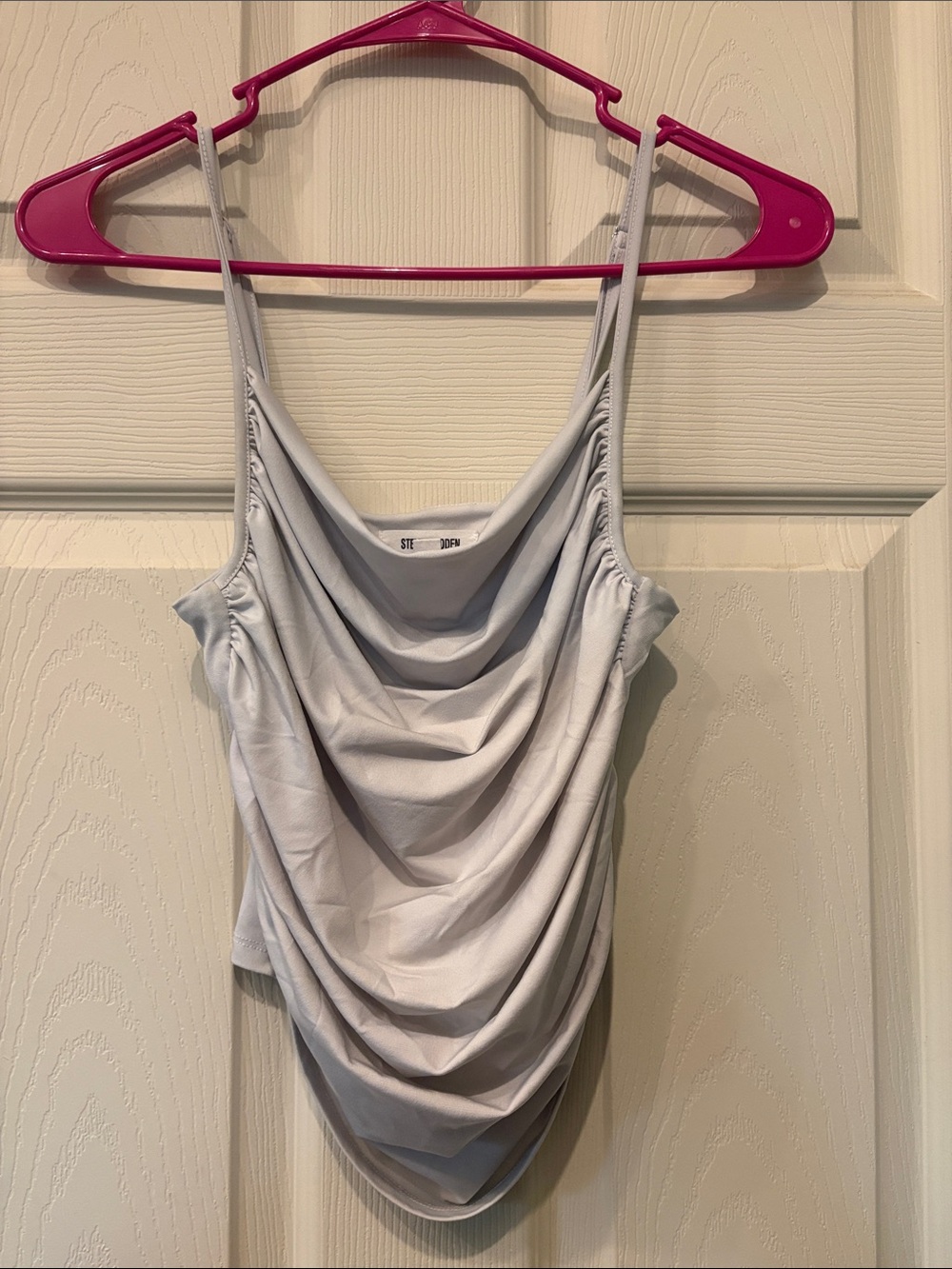 Steve Madden Light Gray Draped Cowl Neck Spaghetti Strap Cami